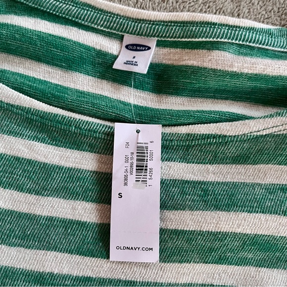 Old Navy tie front green striped cotton sweater - Picture 10 of 13